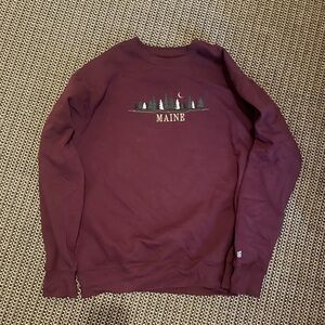 maroon maine embroidered crewneck sweatshirt